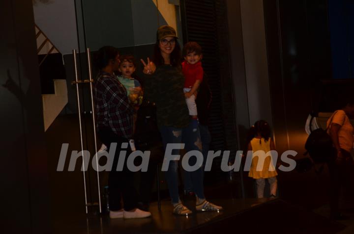 Sunny Leone spotted with her kids after their play-school