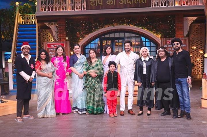 The cast of Panga on the sets of Kapil Sharma Show 