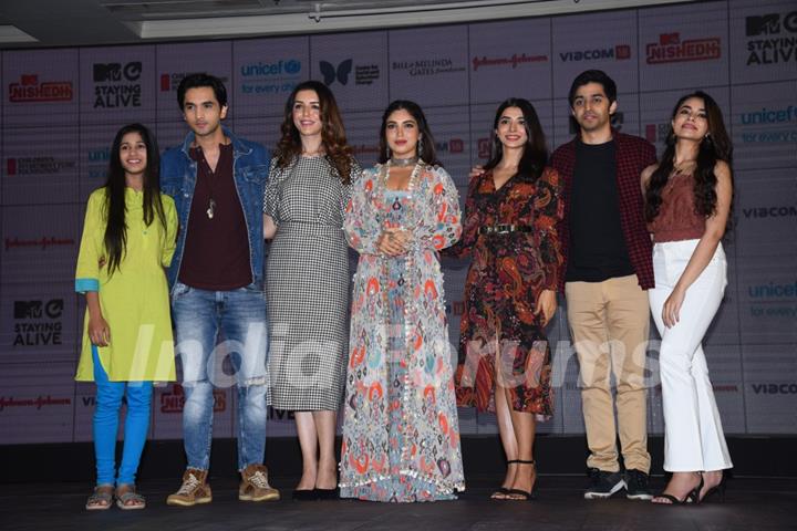 Ria Jha, Syed Raza Ahmed, Priya Chauhan, Bhumi Pednekar, Malhaar Rathod, Shivam Patil and Anubha at the launch of MTV Nishedh