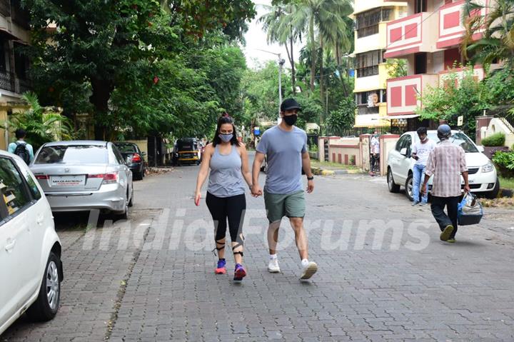 Neha Dhupia and Angad Bedi snapped at Bandra