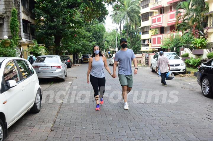 Neha Dhupia and Angad Bedi snapped at Bandra