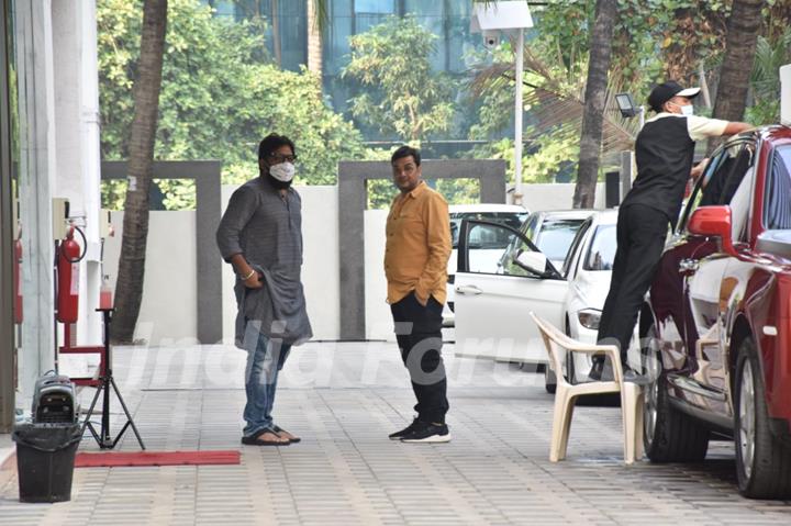 Azim Riaz, Mukesh Chhabra and Sandeep Reddy Vanga snapped at T-series office Andheri 