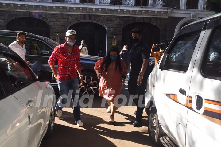 Bharti Singh and husband Harsh Limbachiya snapped outside the NCB office in Mumbai