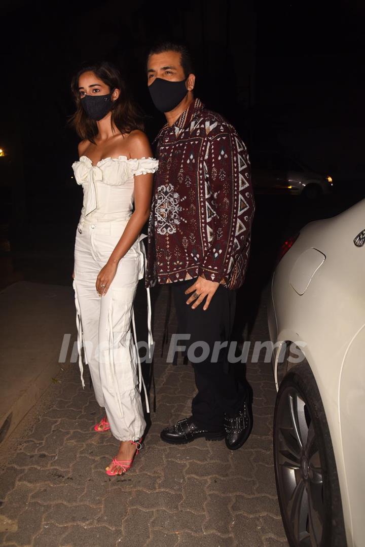 Ananya Pandey with Karan Johar at Deepika Padukone's birthday bash