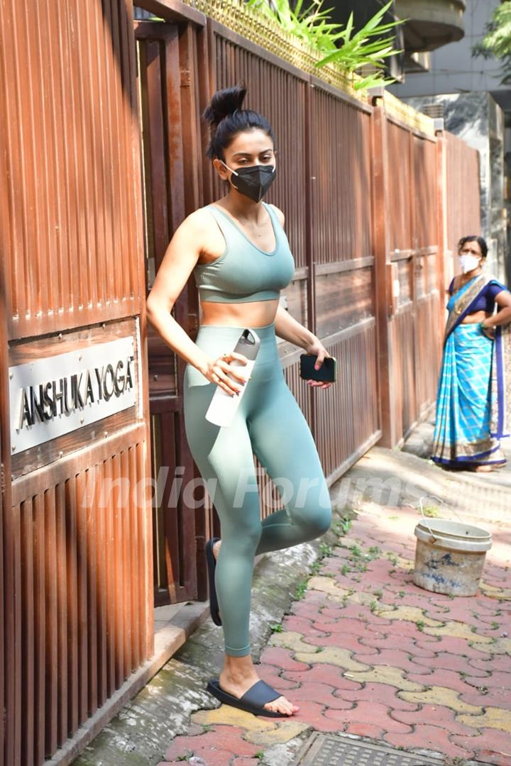 Rakul Preet snapped outside Yoga classes