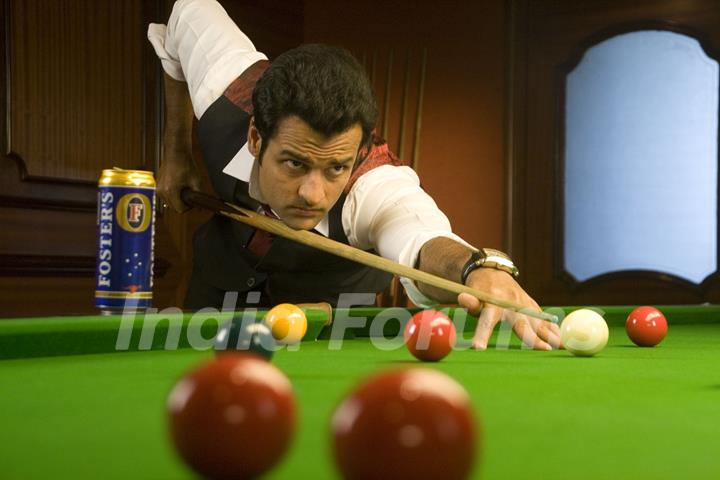 Rohit Roy playing snooker