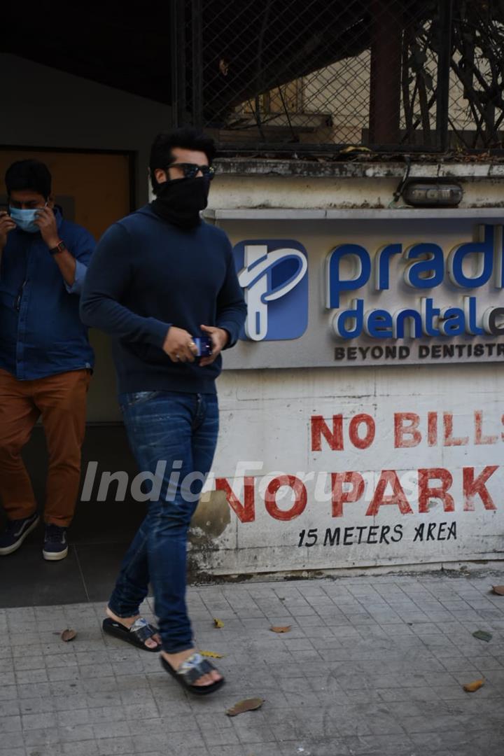 Arjun Kapoor snapped outside a clinic in Juhu