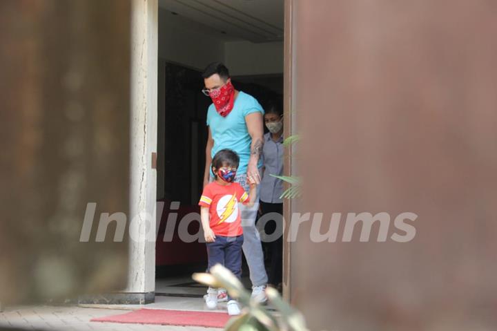 Saif Ali Khan and Taimur Ali Khan spotted in Bandra