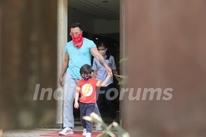 Saif Ali Khan and Taimur Ali Khan spotted in Bandra