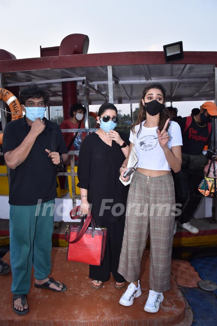 Ananya Panday, Charmi Kaur, Puri Jagannath spotted at Versova Jetty