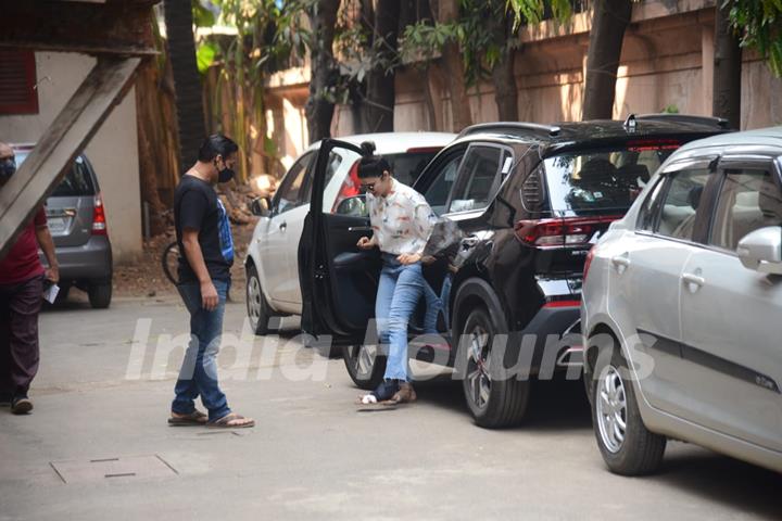 Prachi Desai snapped at a dubbing studio in andhreri