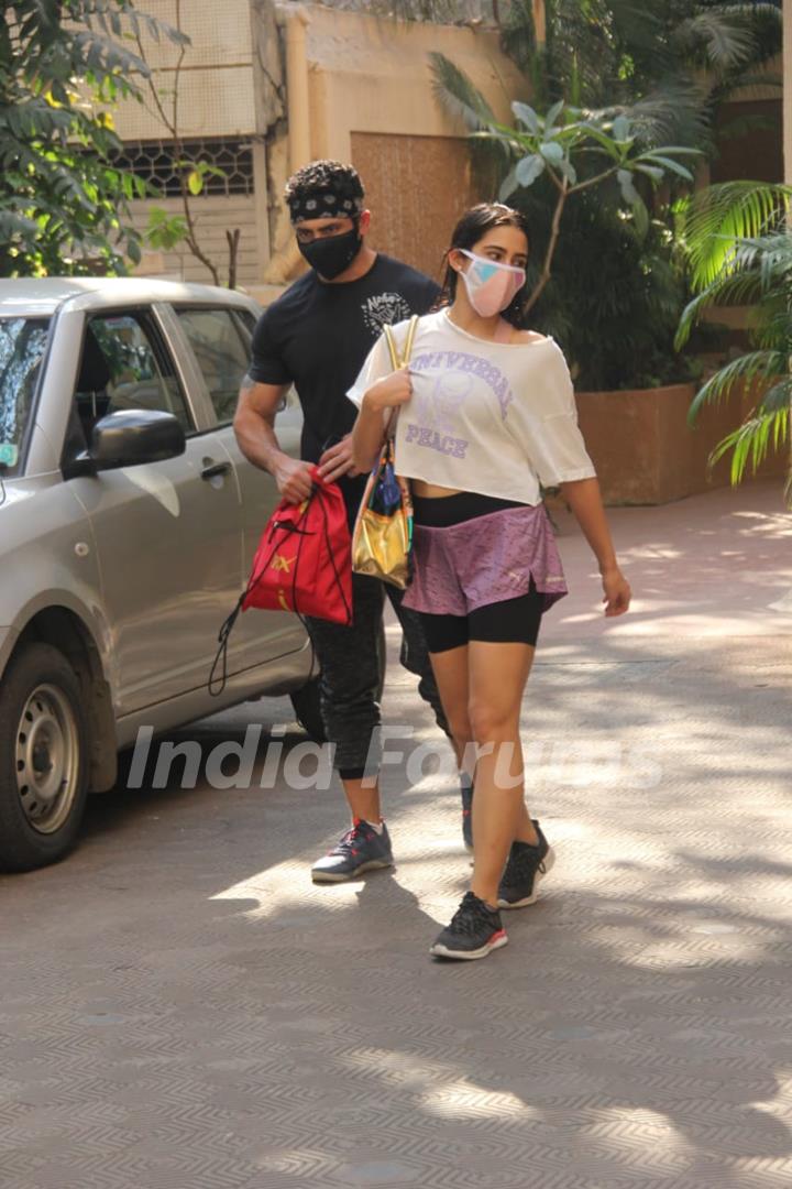 Sara Ali Khan snapped outside gym, Bandra