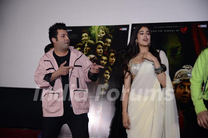 Janhvi Kapoor and Varun Sharma at the promotions of Roohi in Delhi