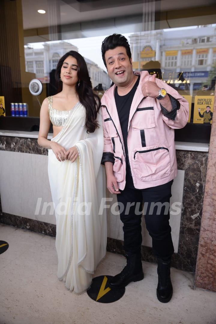 Janhvi Kapoor and Varun Sharma at the promotions of Roohi in Delhi