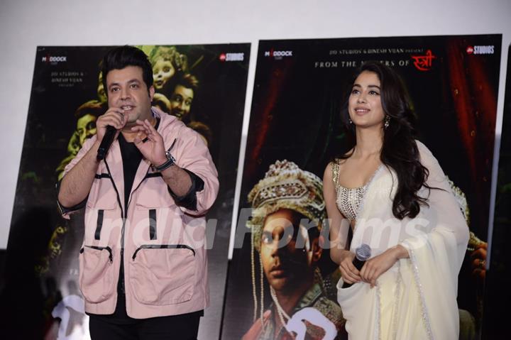 Janhvi Kapoor and Varun Sharma at the promotions of Roohi in Delhi