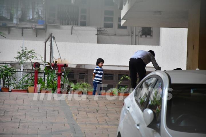 Taimur Ali Khan spotted playing outside his new residence in Bandra