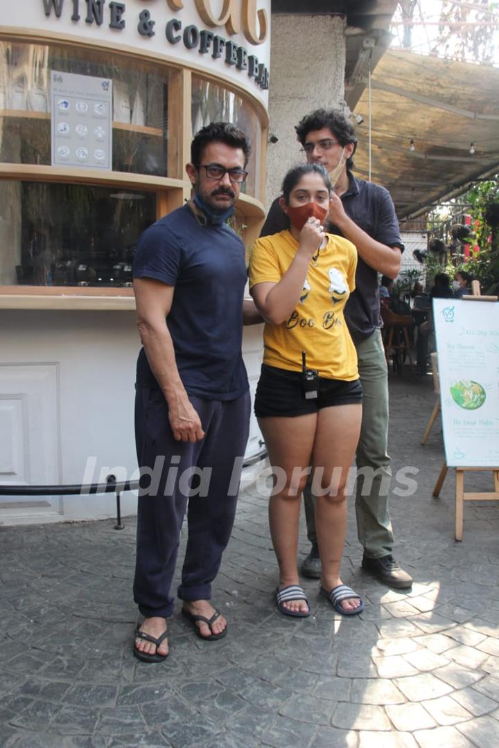 Aamir Khan and daughter Ira Khan snapped at Bandra