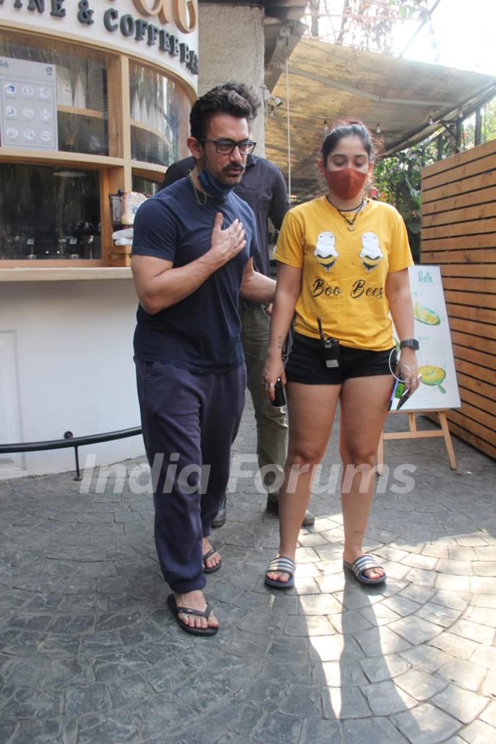 Aamir Khan and daughter Ira Khan snapped at Bandra