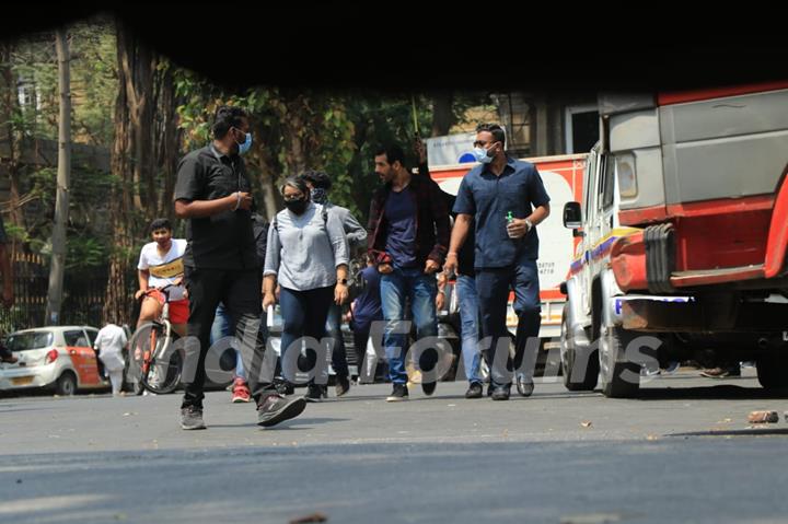 John Abraham and Disha Patani spotted at shoot location!