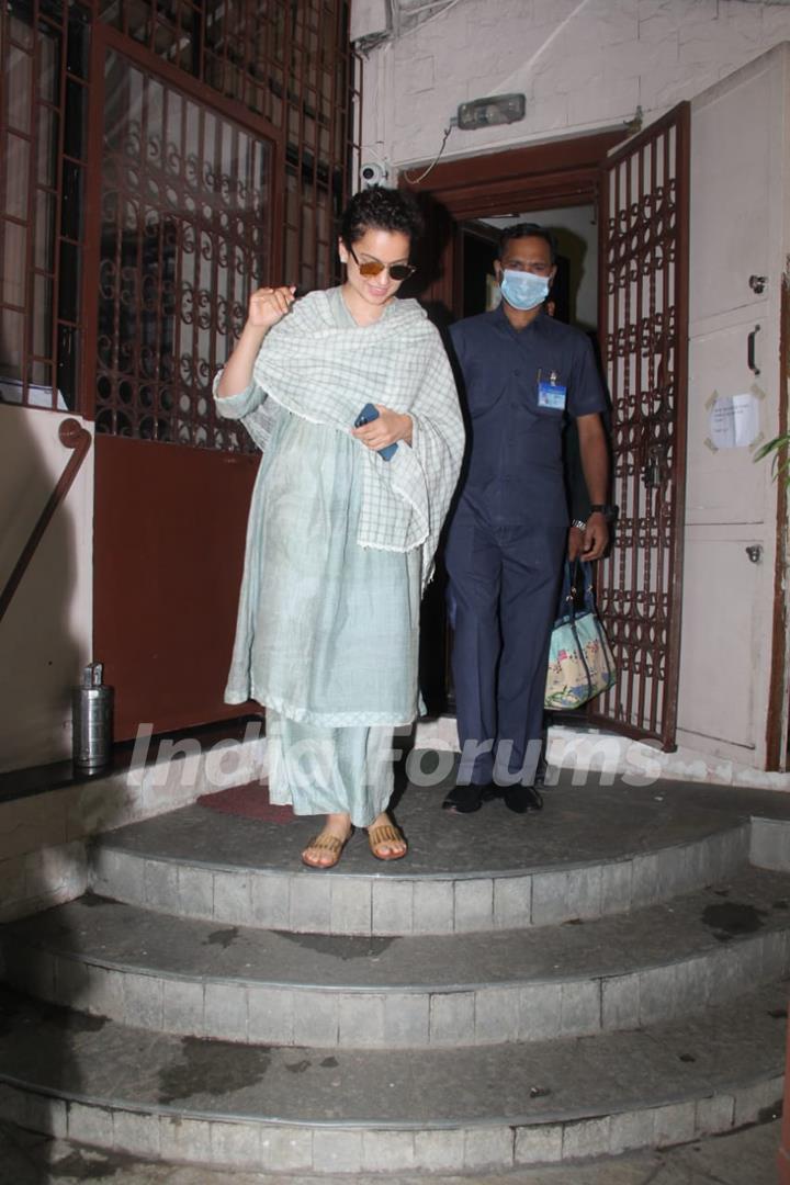 Kangana Ranaut snapped at a dubbing studio in Bandra