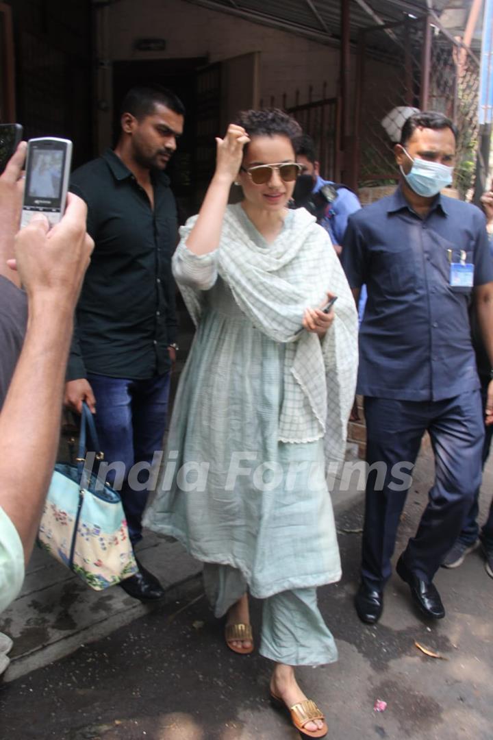 Kangana Ranaut snapped at a dubbing studio in Bandra