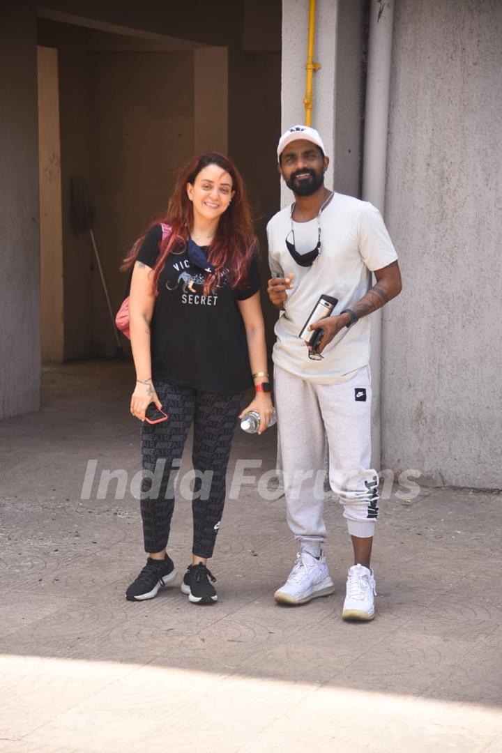 Remo D'Souza snapped with his wife Lizelle D'Souza at his office in Andheri