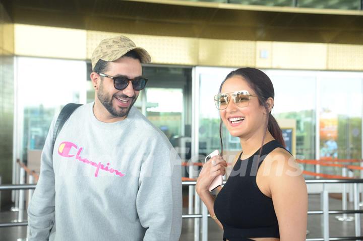 Aly Goni snapped with Jasmin Bhasin at airport