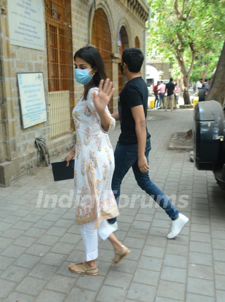 Rhea Chakraborty and brother Showik snapped at NCB office