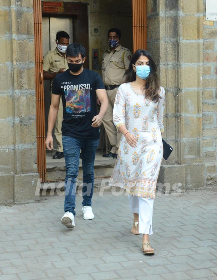 Rhea Chakraborty and brother Showik snapped at NCB office