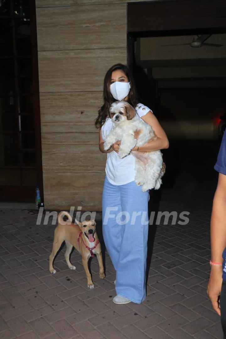 Sophie Choudhary snapped with her pets in Bandra