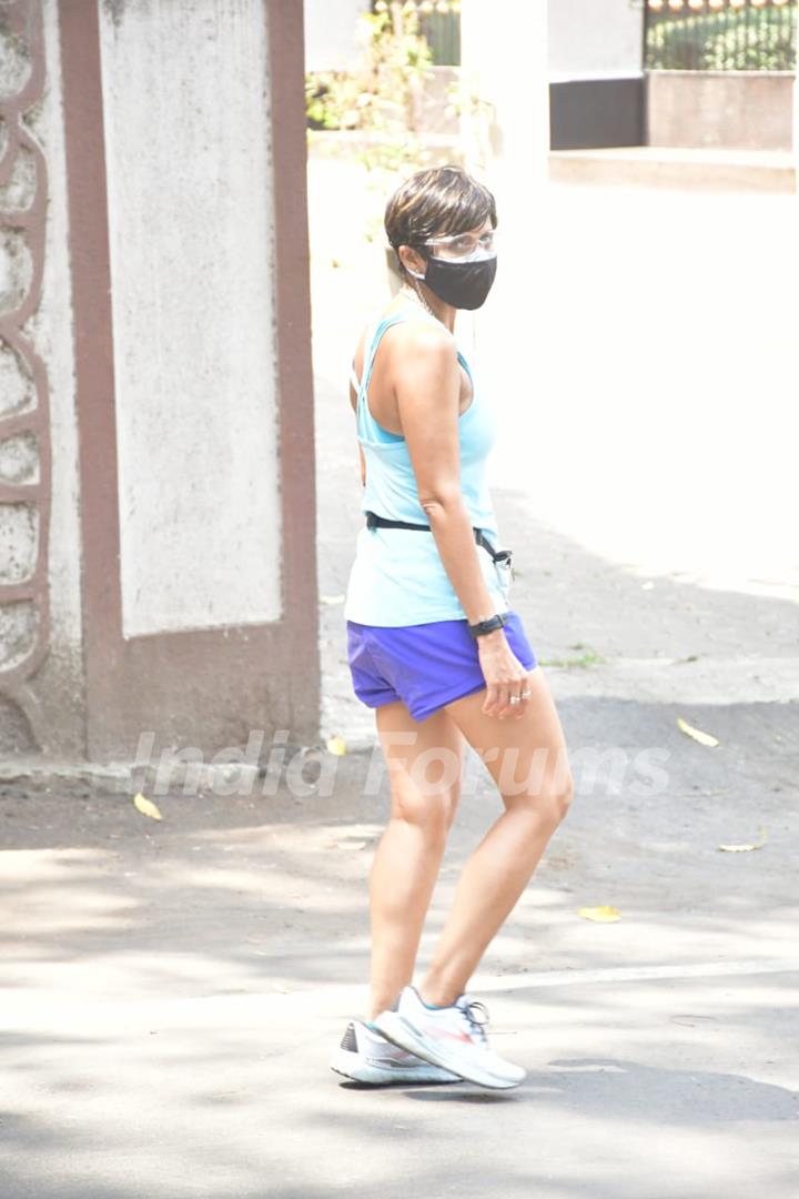 Mandira Bedi spotted during her morning walk in Bandra!