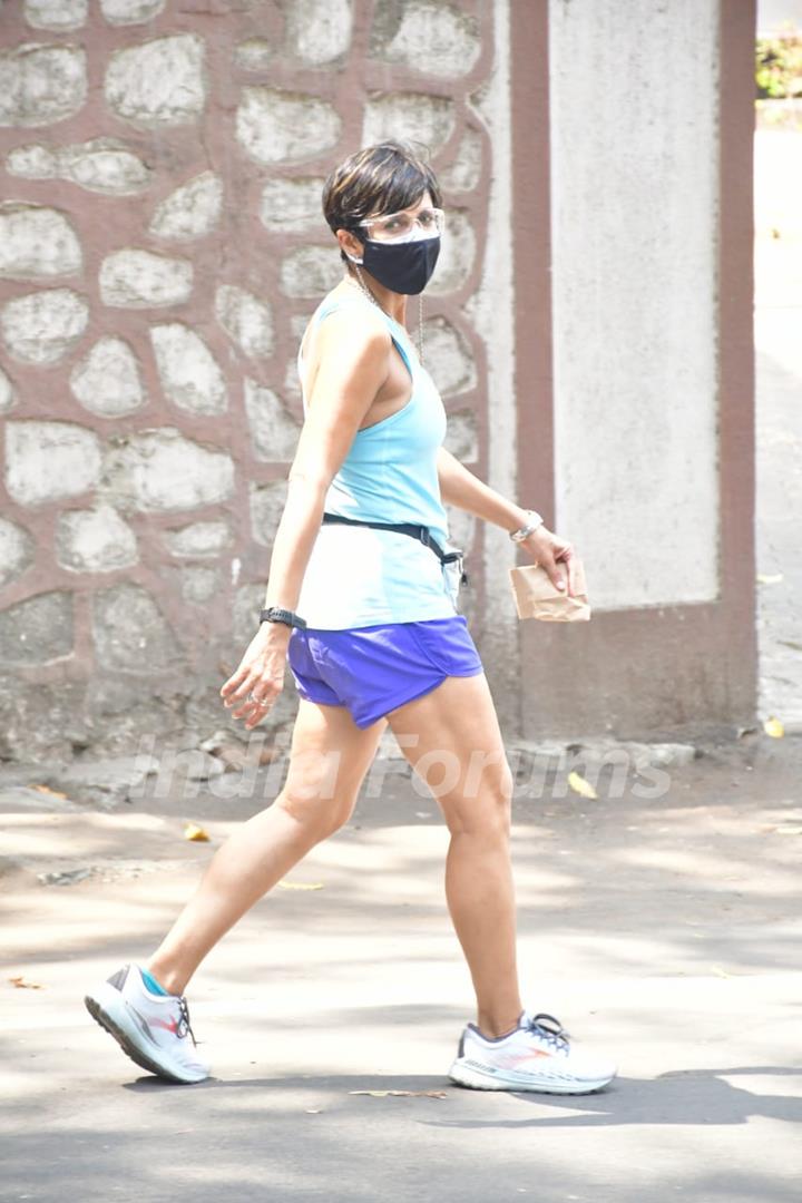 Mandira Bedi spotted during her morning walk in Bandra!