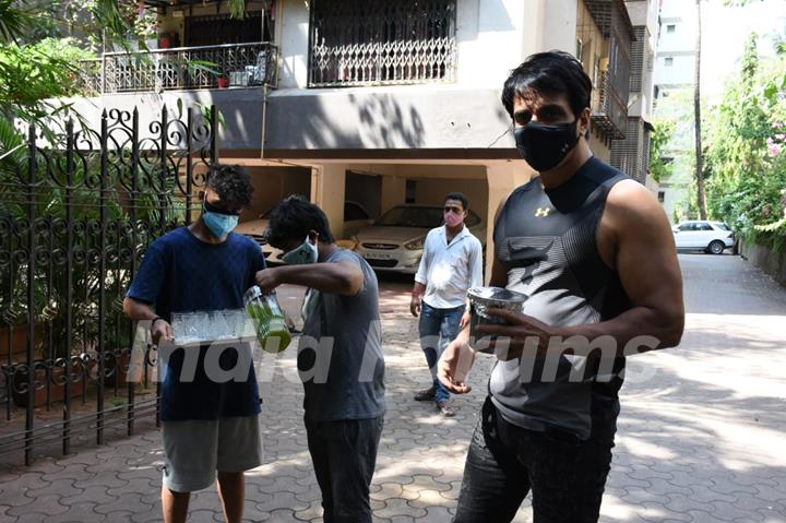 Sonu Sood snapped outside his residence