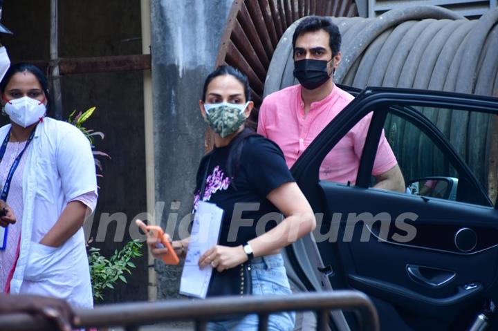 Esha Deol with husband Bharat Takhtani spotted at Dadar vaccination centre