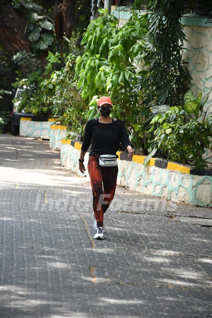 Mandira Bedi spotted in Bandra as she steps out for a walk!