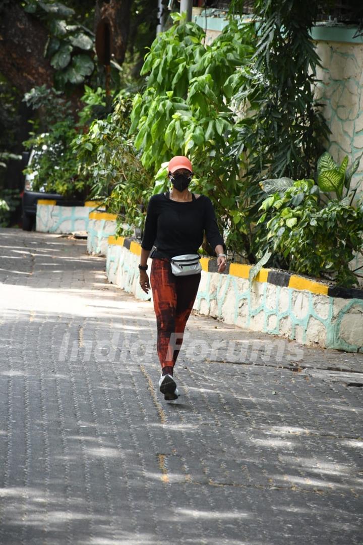 Mandira Bedi spotted in Bandra as she steps out for a walk!