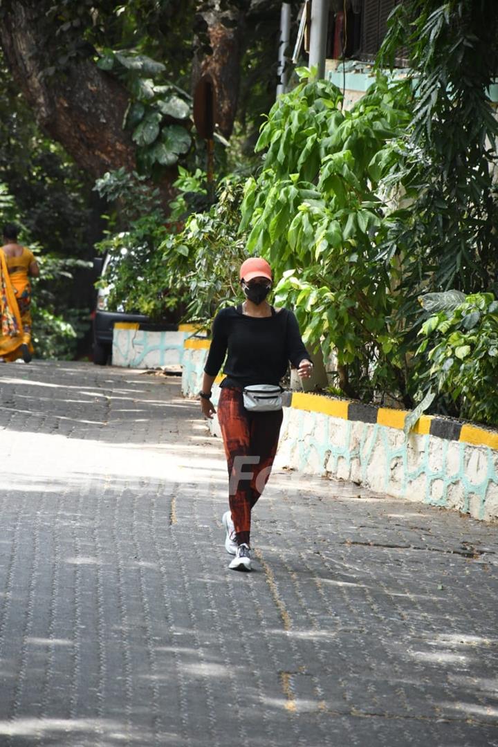 Mandira Bedi spotted in Bandra as she steps out for a walk!