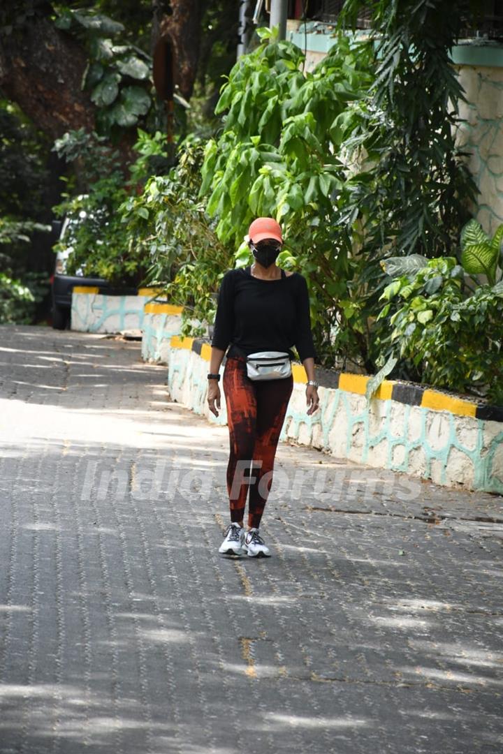 Mandira Bedi spotted in Bandra as she steps out for a walk!