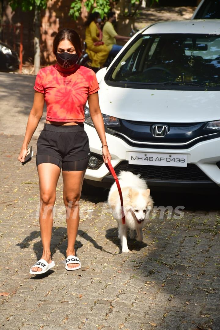 Malaika Arora snapped with her pet earlier this morning