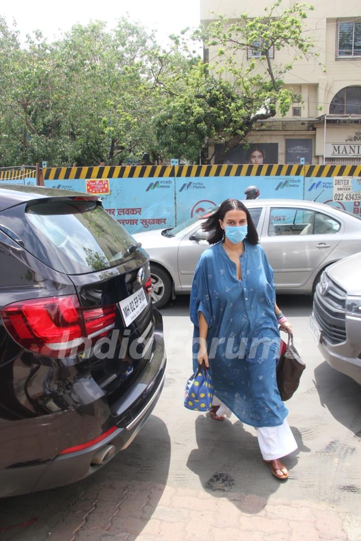 Neha Dhupia snapped visiting Surya Hospital, Santacruz