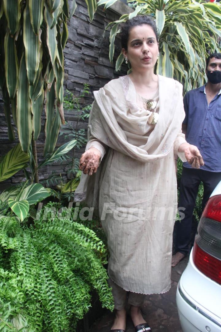 Kangana Ranaut snapped planting trees outside her office!