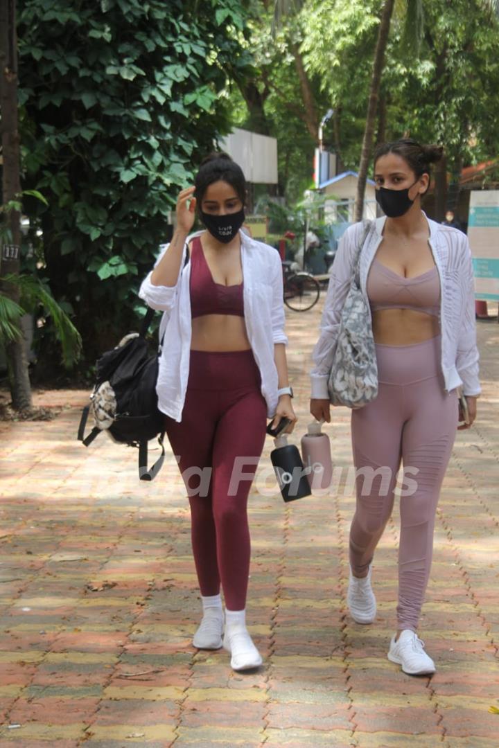 Neha Sharma snapped with sister Ashi Sharma outside gym