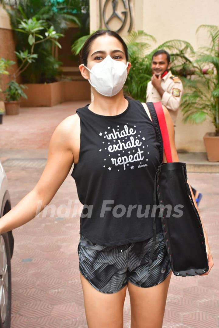 Sara Ali Khan snapped outside gym