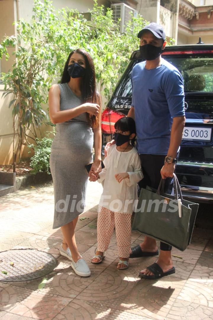 Geeta Basra and Harbhajan Singh snapped visiting the clinic for health check-up