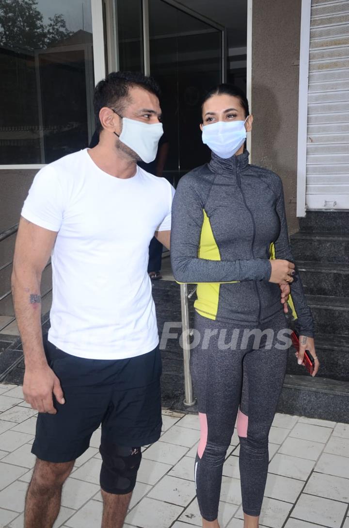 Pavitra Punia and Eijaz Khan snapped at a clinic in Andheri