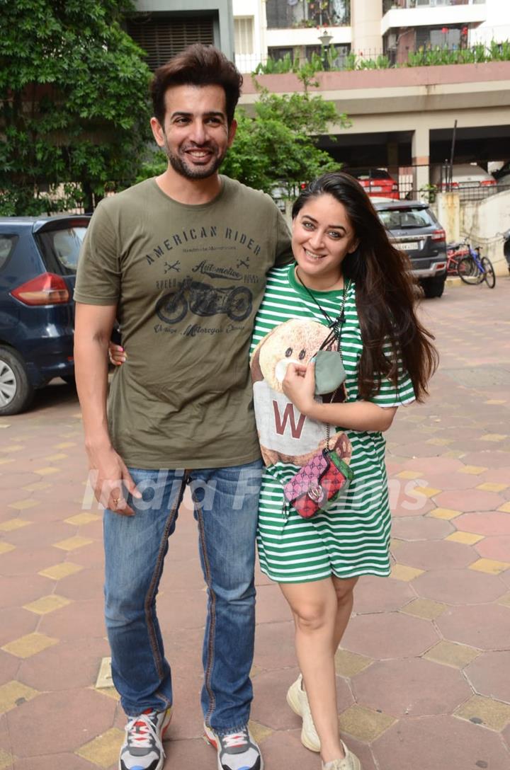 Jay Bhanushali snapped with his wife in Andheri