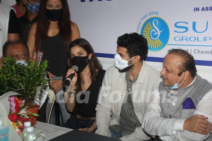 Sophie Choudry and Aditya Roy Kapur snapped at a Vaccination Drive