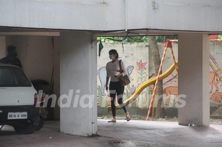 Rhea Chakraborty snapped outside her residence