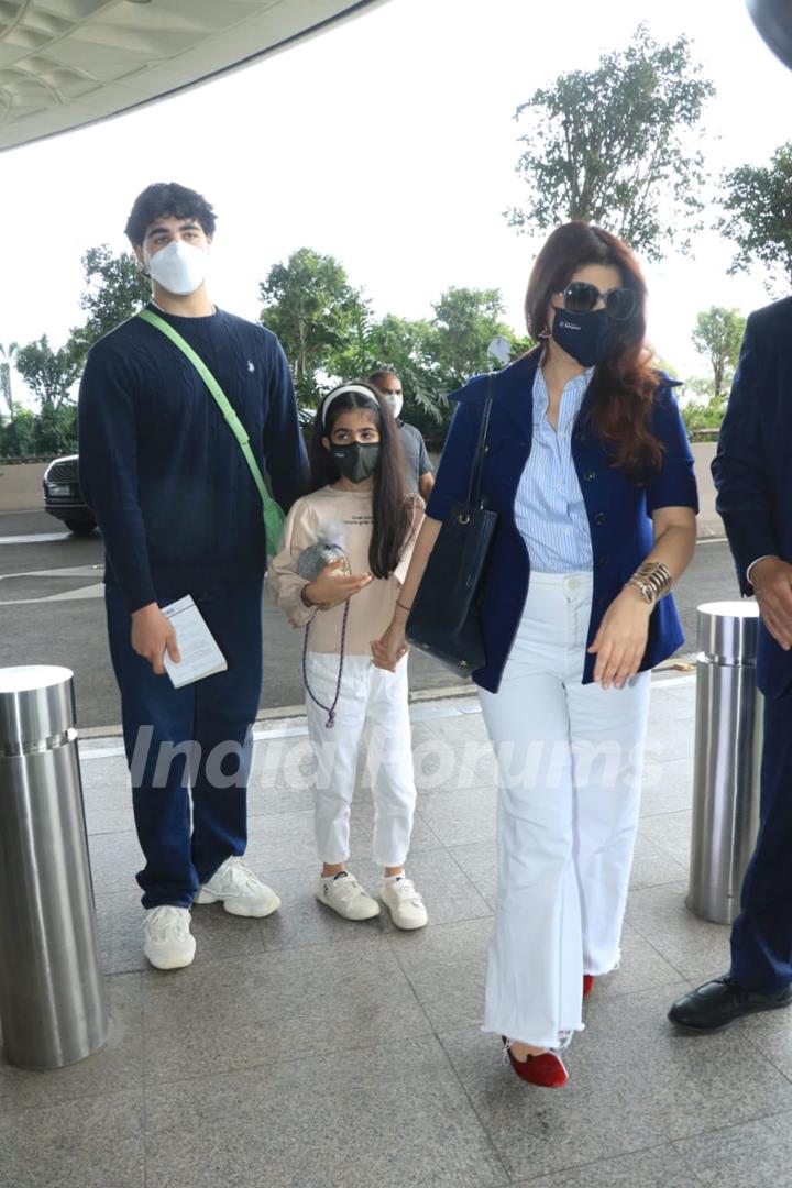 Twinkle Khanna and Aarav snapped at airport