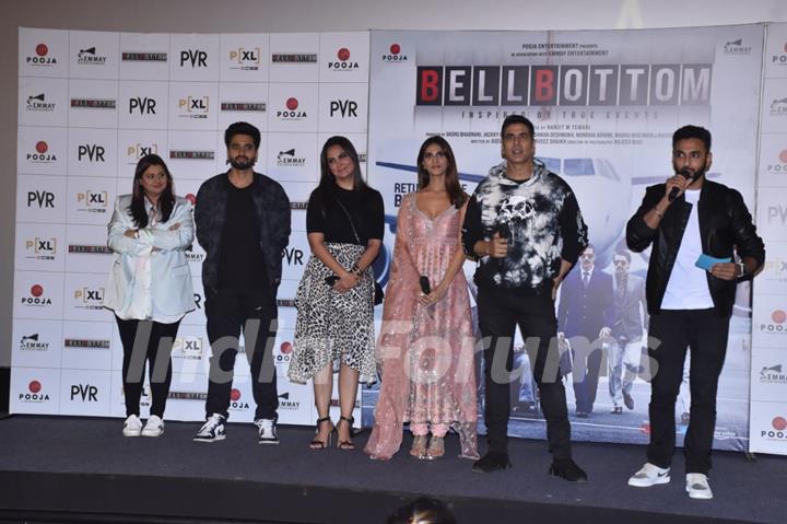 Bell Bottom team at trailer launch in Delhi